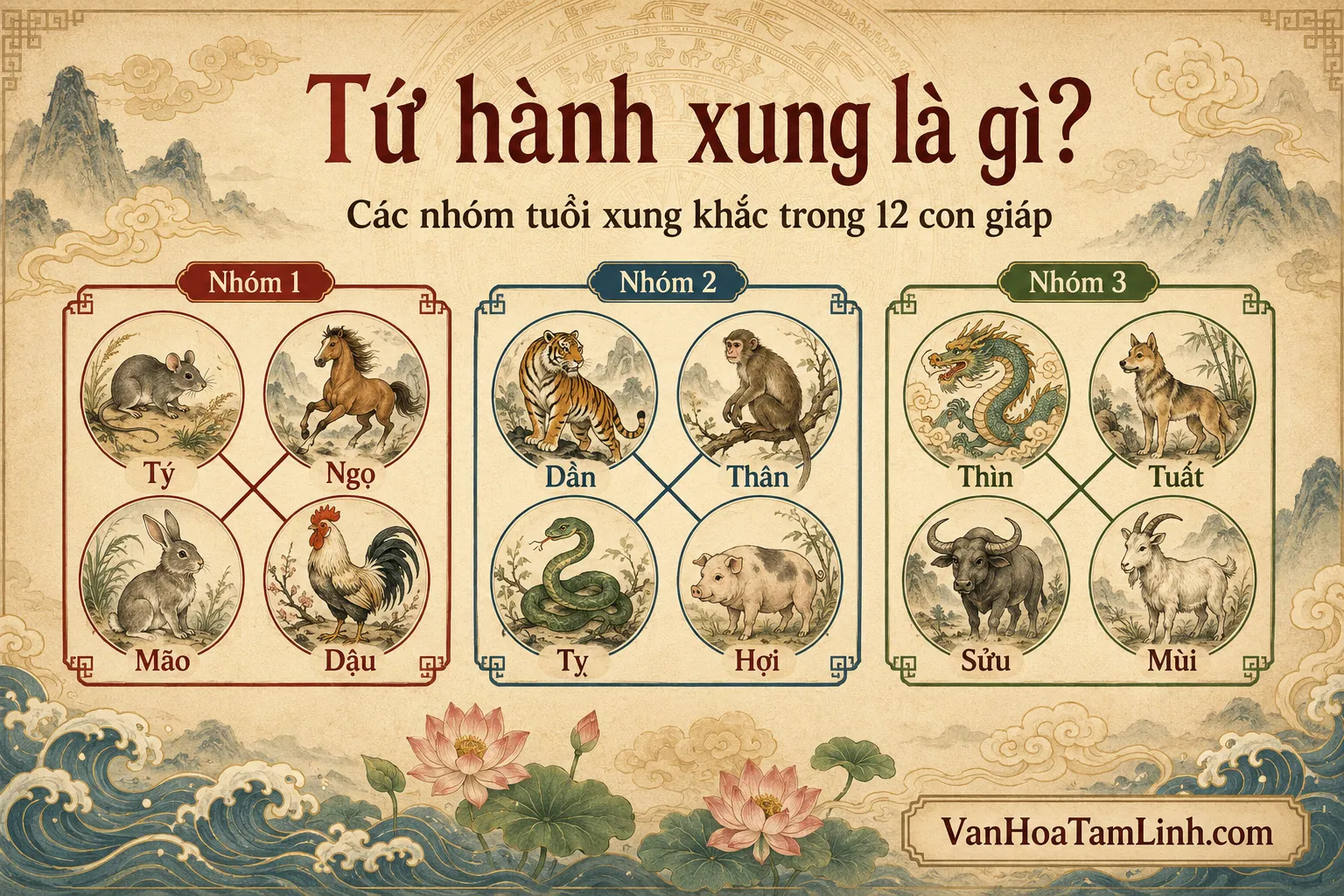 Tứ hành xung là gì? Cách hiểu đúng về tuổi xung khắc trong 12 con giáp